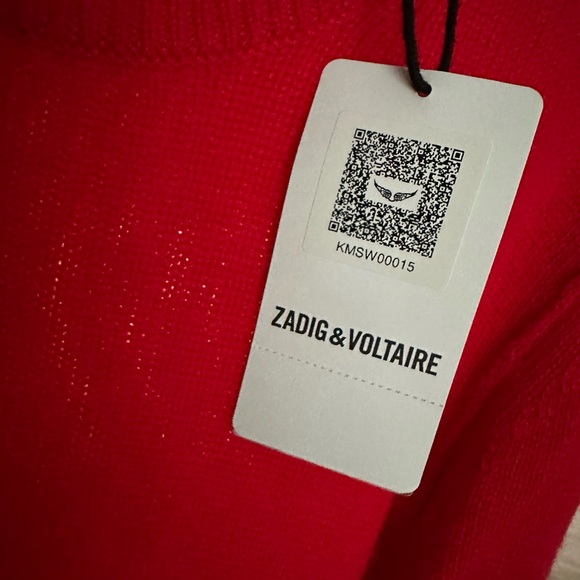 Zadig & Voltaire red cashmere sweater has a 498.00 price tag. - Picture 11 of 11